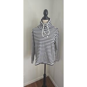 J.CREW Women Striped Funnel Neck Top; Blue/White; Sz. Medium